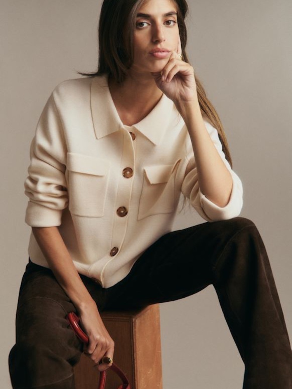 La Maille Sezane Betty Cardigan in Ecru - XS - Picture 2 of 5
